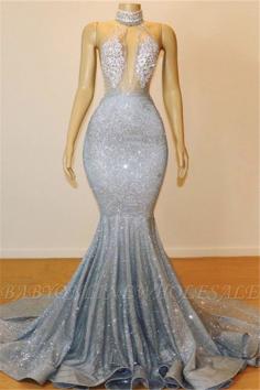 Mermaid Halter Sleeveless Floor-Length Prom Dress | www.babyonlinewholesale.com