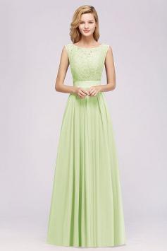 Lace Jewel Sleeveless Bridesmaid Dress | BmBridal