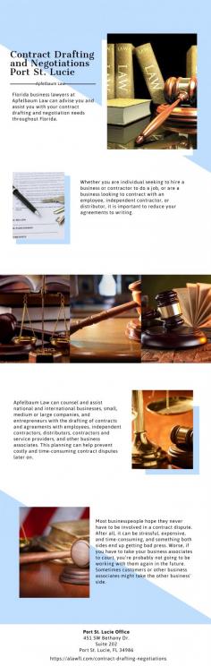 Florida business lawyers at Apfelbaum Law can advise you and assist you with your contract drafting and negotiation needs throughout Florida.