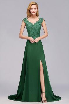 Lace Front-Slit Bridesmaid Dress