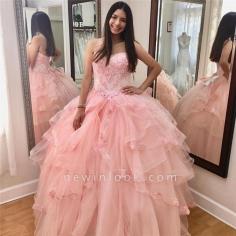Fascinating Sweetheart Appliques Ball Gown Quinceanera Dresses | Layered 15 Dresses Long | NewinLook