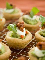 HAPPY CINCO DE MAYO RECIPES ... Chalupas with Smashed Avocado, Chorizo, and Lime Sour Cream Recipe ~ INGREDIENTS: ~ Crust: Vegetable spray - Masa harina - All-purpose flour - Kosher salt - Butter - Vegetable shortening - Warm water - Mini Muffin Tins ~ Filling: Fresh Mexican chorizo sausage - Large shallot - Cilantro - Large red jalapeno - Large avocados - Fresh lime juice - Kosher salt ~ Lime Sour Cream: Sour cream - Fresh lime juice - Kosher salt - Red jalapeno - Cilantro leaves