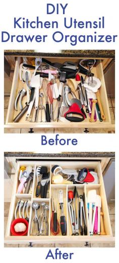 Make your own DIY Custom Wood Kitchen Utensil Drawer Organizer! P