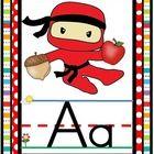 Super cute rainbow ninjas themed alphabet line Classroom Decor!