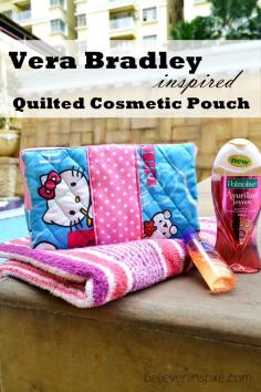 Vera Bradley inspired toiletries /cosmetic bags tutorial on believeninspire,com