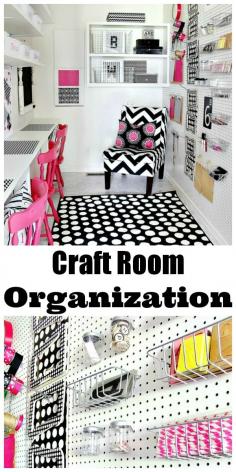 Craft Room Organization... vibrant colors and simple ideas for getting all those craft supplies under control! via www.thistlewoodfa...  #CraftRoom  #Organization