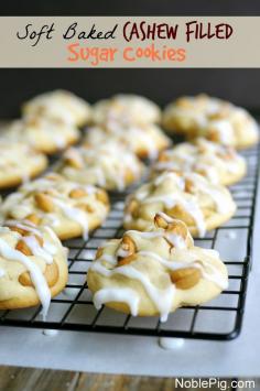 Soft Baked Cashew Filled Sugar Cookies from NoblePig.com