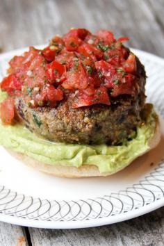 Black Bean Burger with Salsa Fresca and Avocado Crema | SAVEUR