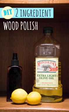 Make your own wood polish with 2 simple ingredients. So easy and is soooooo much butter from that nasty chemical stuff from the store.  Also, super cost effective!