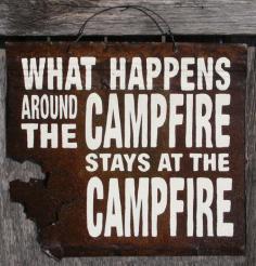 Rustic Cabin Campfire Antique Metal Sign