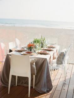 Modern beach house wedding inspiration: www.stylemepretty... | Photography: lavenderandtwine....