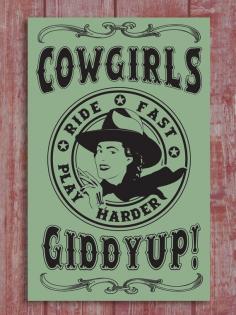 Retro Cowgirl Wood Sign