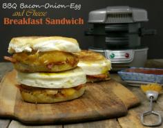 BBQ Bacon-Onion-Egg and Cheese Breakfast Sandwich from NoblePig.com