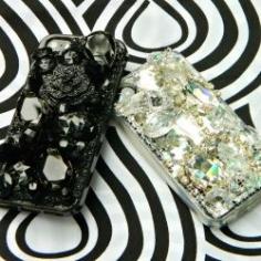 Make these jeweled cell phone cases with dollar store jewelry pieces and inexpensive plastic cases. No messy silicone, just E-6000 glue in b...