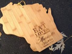 wisconsin engraved cutting board, bridal shower gift, bridal shower favor, wedding gift, engagement party