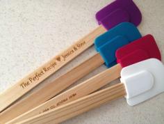 Engraved Wooden Spatula, Bridal Shower Favor, Tupperware Party, Wedding Gift, The Perfect Recipe