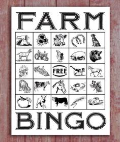 Farm Bingo Card Retro Style Wood Sign Hand Screened on Wood