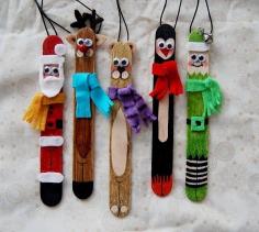 Stick Character Ornaments, how cute are these? perfect for older kids to dress up the tree! www.creativemeins... #christmas #ornaments #crafts