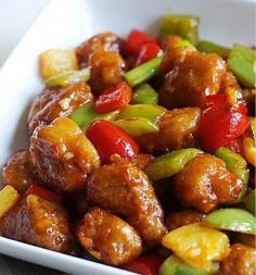 Sweet and Sour Pork Recipe-might make this, minus the deep frying
