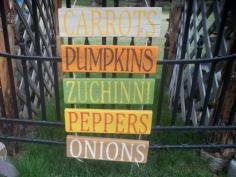 Primitive Painted Signs | Garden Vegetables hand painted wood signs, primitive, rustic farm ...