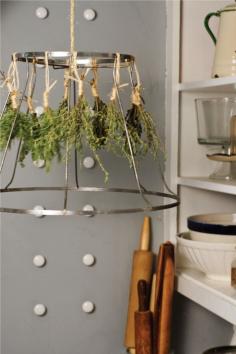 Herb drying rack from old lamp shade