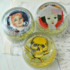 Make beautiful paperweights from glass tea lights using laser prints of your favorite images or photos.