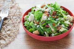 Chopped Chicken, Bacon & Brussels Sprouts Salad with Blue Cheese, Currants & Sherry Vinaigrette