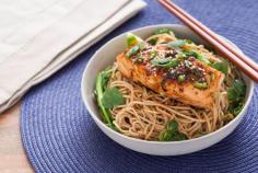 Ginger-Soy Glazed Salmon with Broccoli Rabe & Soba Noodles