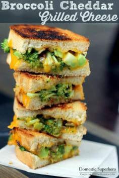 Broccoli Cheddar Grilled Cheese - YUM!