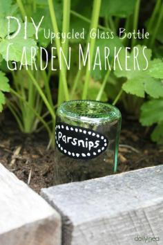 DIY Upcycled Glass Bottle Garden Markers