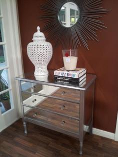 DIY mirrored dresser tutorial. I love mirrored furniture!