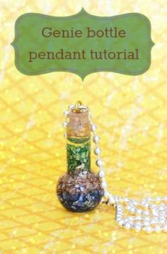 Resin Obsession blog:  DIY genie in a bottle pendant with resin and glitter