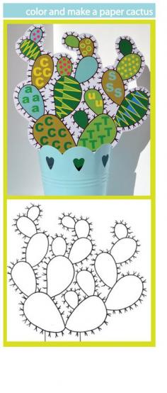 Make this fun decorative paper cactus in a pot - maintenance free! Template free to download