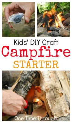 Kids' DIY Campfire Starter Craft - FREE to make and work great!  {One Time Through}#camping #campinginontario #kidscrafts