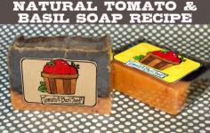 DIY Natural Homemade Tomato and Basil Cold Process Soap Recipe with Printable Labels - A great way to use up your garden tomatoes if you're drowning in them!