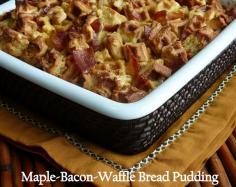 Maple Bacon Waffle Bread Pudding from NoblePig.com