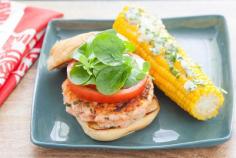 Salmon Burgers & Corn on the Cob with Basil Butter