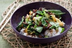 Ginger Beef Stir-Fry with Tatsoi & Jasmine Rice