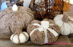 How to make sweater pumpkins - so easy- www.Concordcottag... #Pumpkin #Fall #oldsweaters