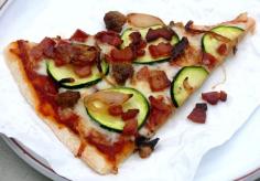 Zucchini, Bacon, Sausage & Shallot Pizza from NoblePig.com