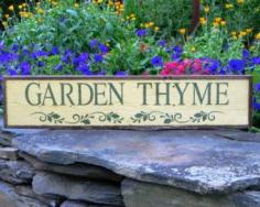 GARDEN THYME Sign - Garden Decor - Handmade Wood Signs - Indoor and Outdoor - Country Home - Farmhouse - Yellow