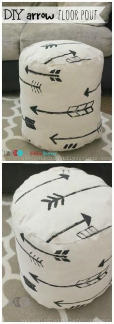 DIY Arrow Floor Pouf - The Ribbon Retreat Blog