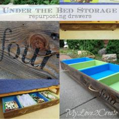 My Love 2 Create under the bed storage.   Connect four drawers, use rustic fence and ropes for the perfect under the bed storage solution.