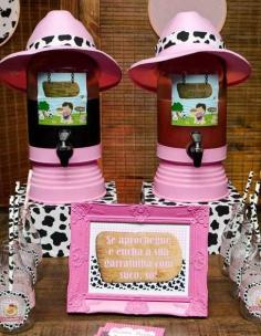 Drink station at a Farm Girl Birthday Party!  See more party ideas at CatchMyParty.com!