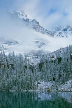 Mount Huber and Seven Veils Falls in Yoho National Park, British Columbia, Canada.
