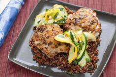 Lemon-Parsley Chicken Thighs with Squash & Zucchini Salad and Red Quinoa