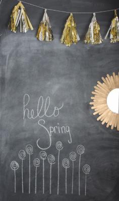 Spring in our house and chalkboard art www.simplestyling...