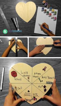 What's in your heart? Fun + easy craft. Use a 99 cent heart from Michael's, cardboard, foam board, or even a paper plate.