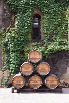 Wine barrel stack at Chateau Montelena in St Helena, Napa #wsroadtrip