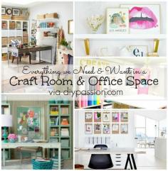 Everything we need and want in a Craft Room & Office via diypassion.com